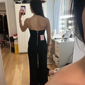 Hello Molly black square neck strapless jumpsuit